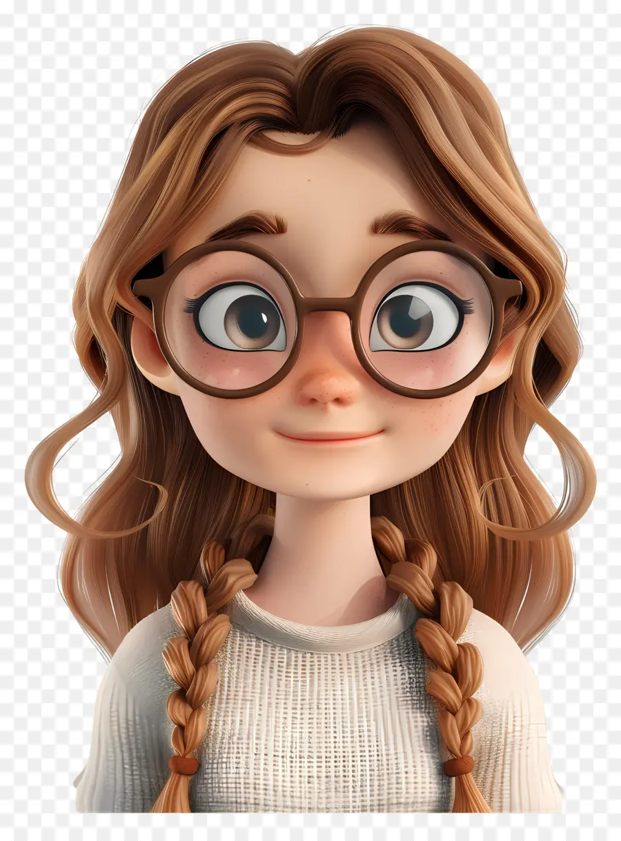 Avatar De Menina 3d，Menina Com óculos PNG