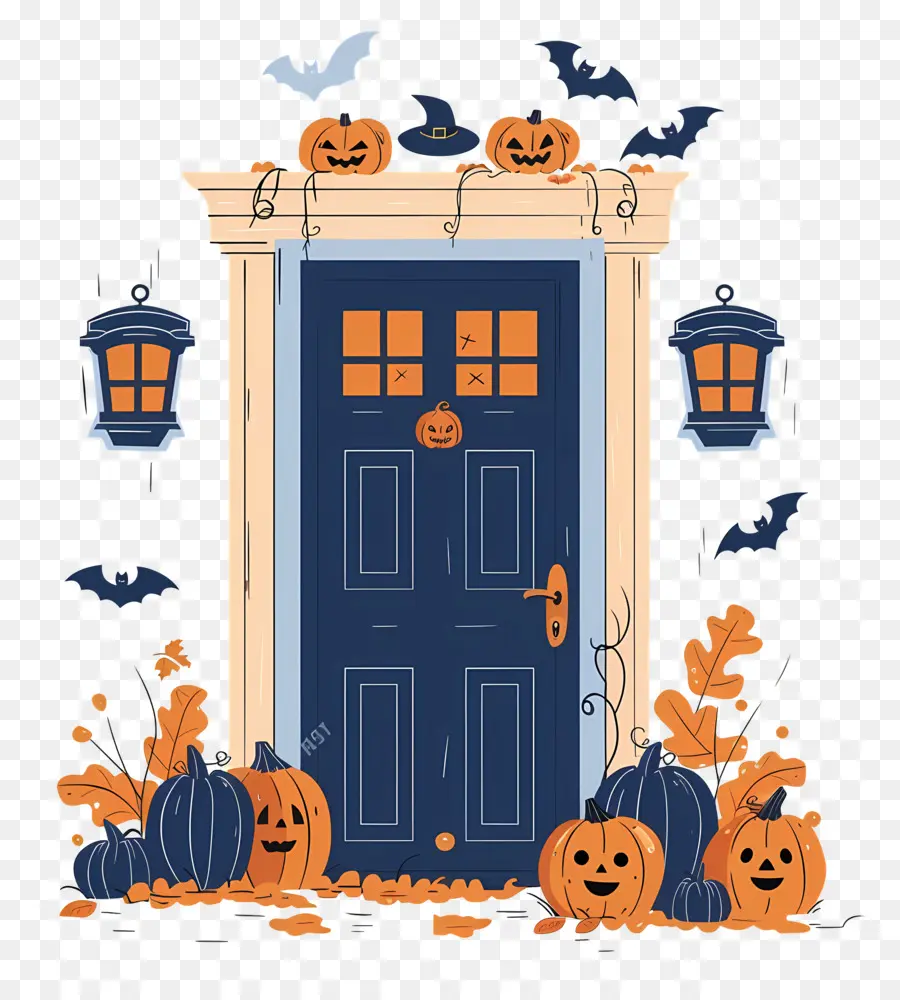 Porta Assustadora De Halloween，Porta Decorada De Halloween PNG