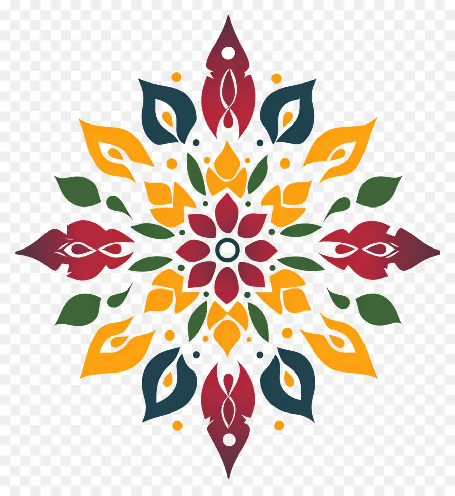 Onam Floral Rangoli，Mandala Colorida PNG