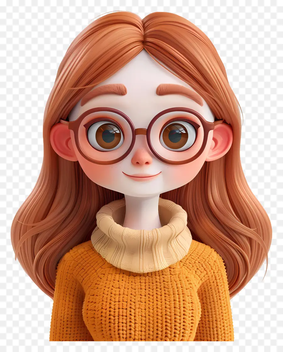 Avatar De Menina 3d，Menina Com Cabelo Ruivo PNG