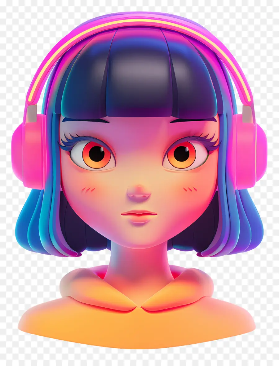 Avatar De Menina 3d，Garota Com Fones De Ouvido PNG