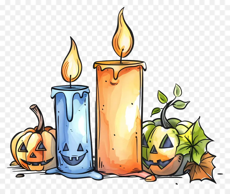 Velas De Halloween，Abóbora PNG