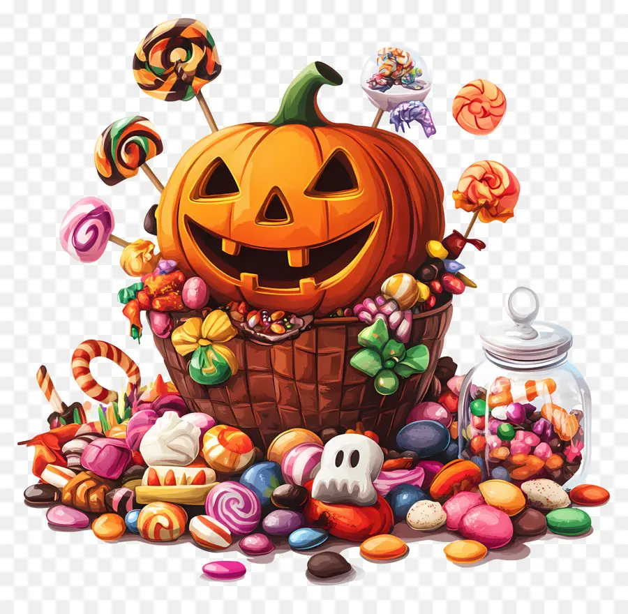 Doces De Halloween，Balde De Doces De Halloween PNG