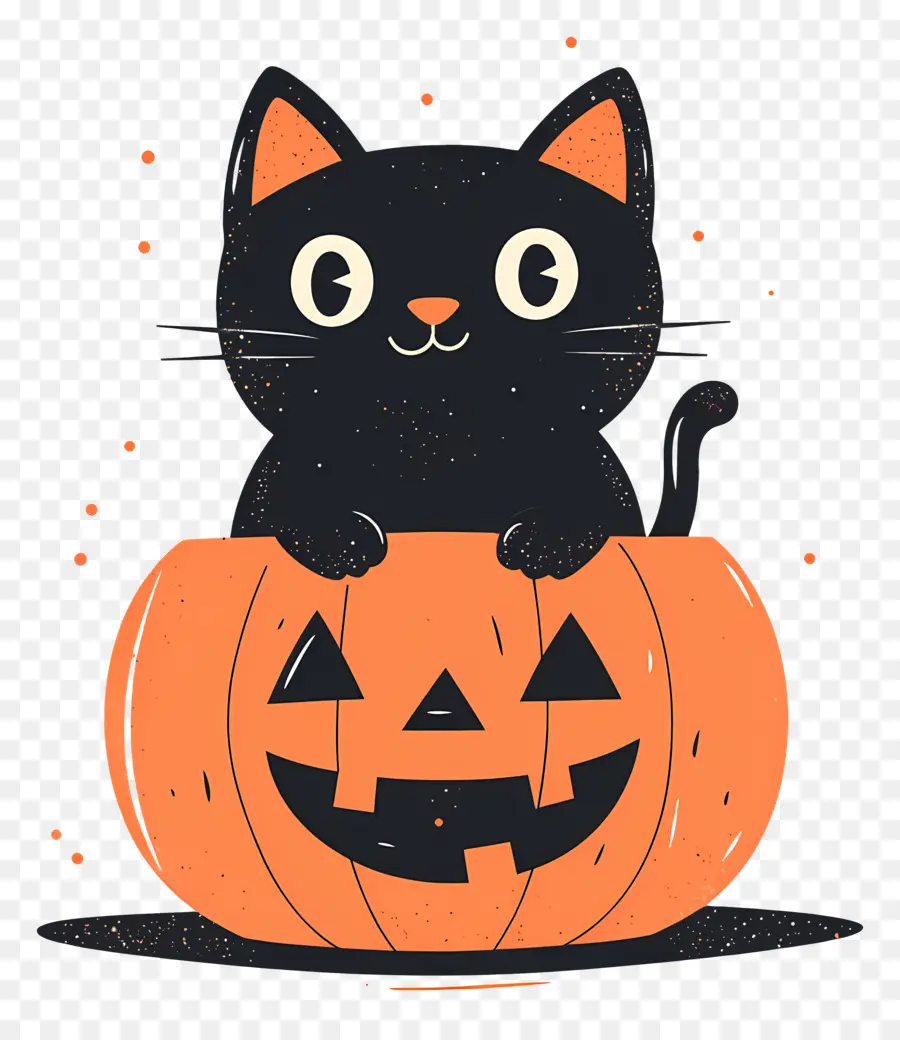 Gato Preto De Halloween，Gato Preto Em Abóbora PNG