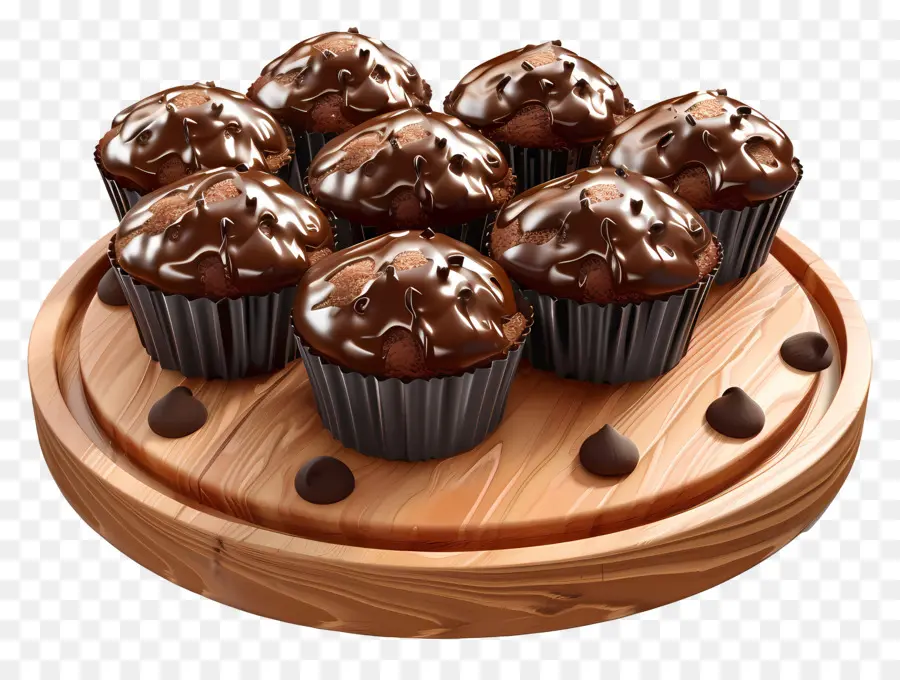 Muffins De Chocolate，Sobremesa PNG