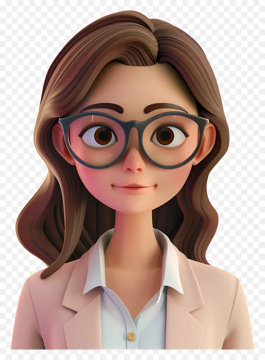 Avatar De Mulher 3d，Mulher Animada Com óculos PNG