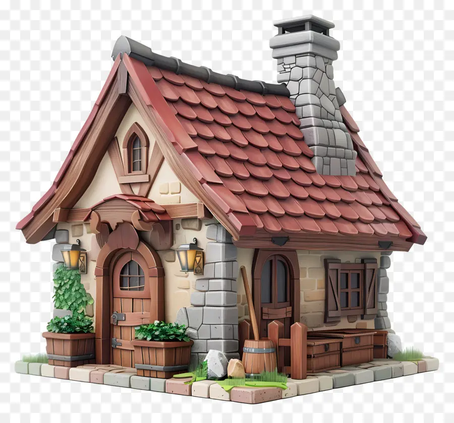 Casa Simples Modelo 3d，Casa De Pedra PNG