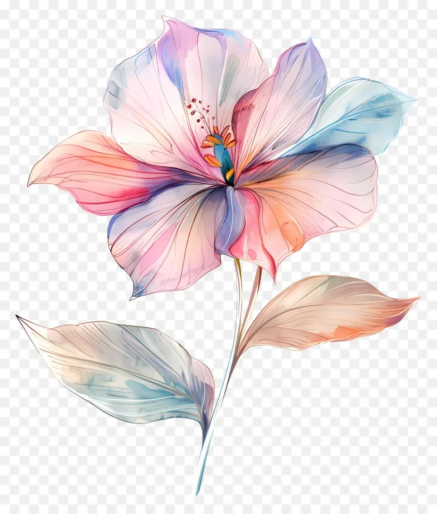 Flor Pastel，Flor Aquarela PNG