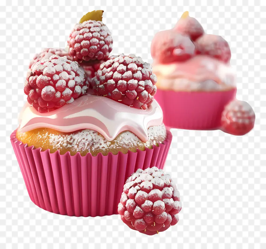 Muffins De Framboesa，Cupcakes Com Frutas Vermelhas PNG