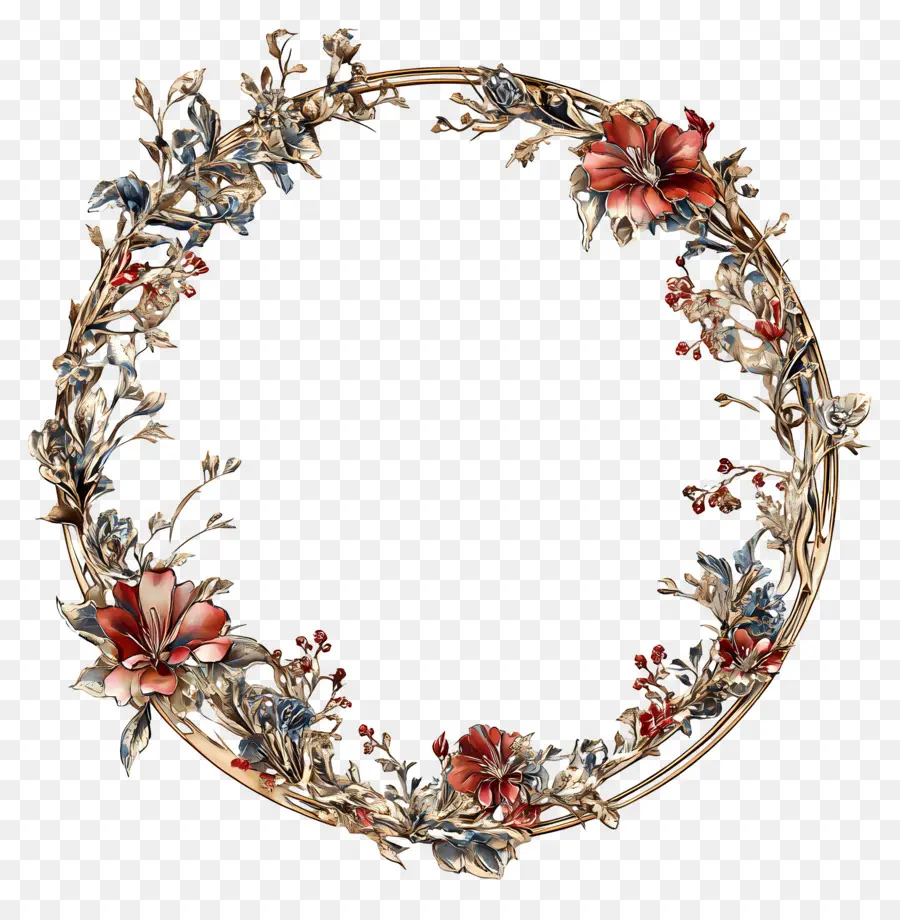 Moldura Círculo De Casamento，Moldura Floral PNG