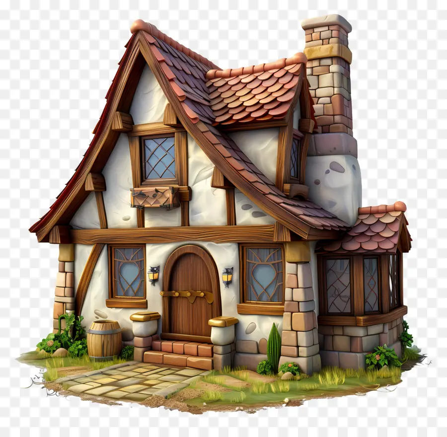 Casa Simples Modelo 3d，Casa De Pedra PNG