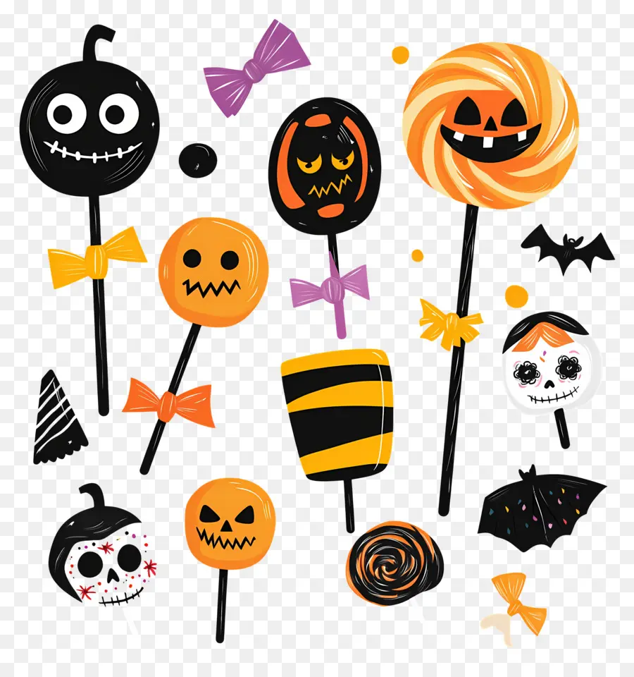 Doces De Halloween，Pirulitos De Halloween PNG