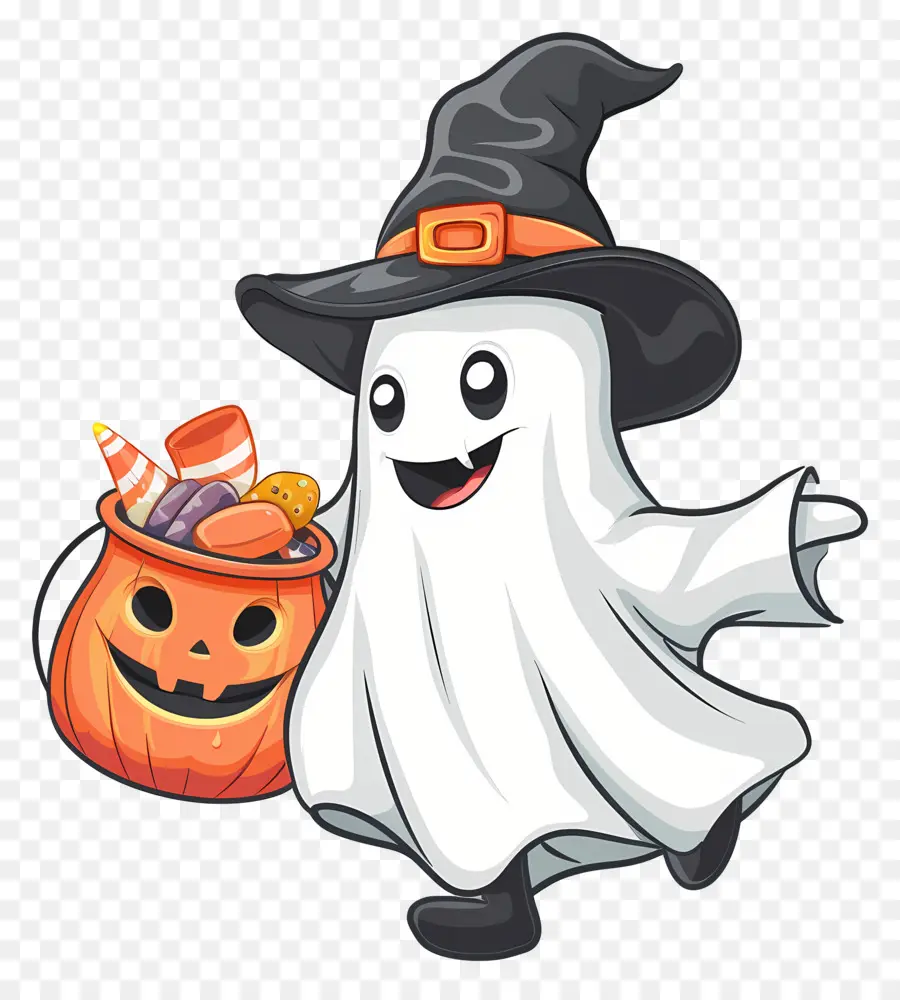 Fantasma Do Dia Das Bruxas，Fantasma Com Doces PNG