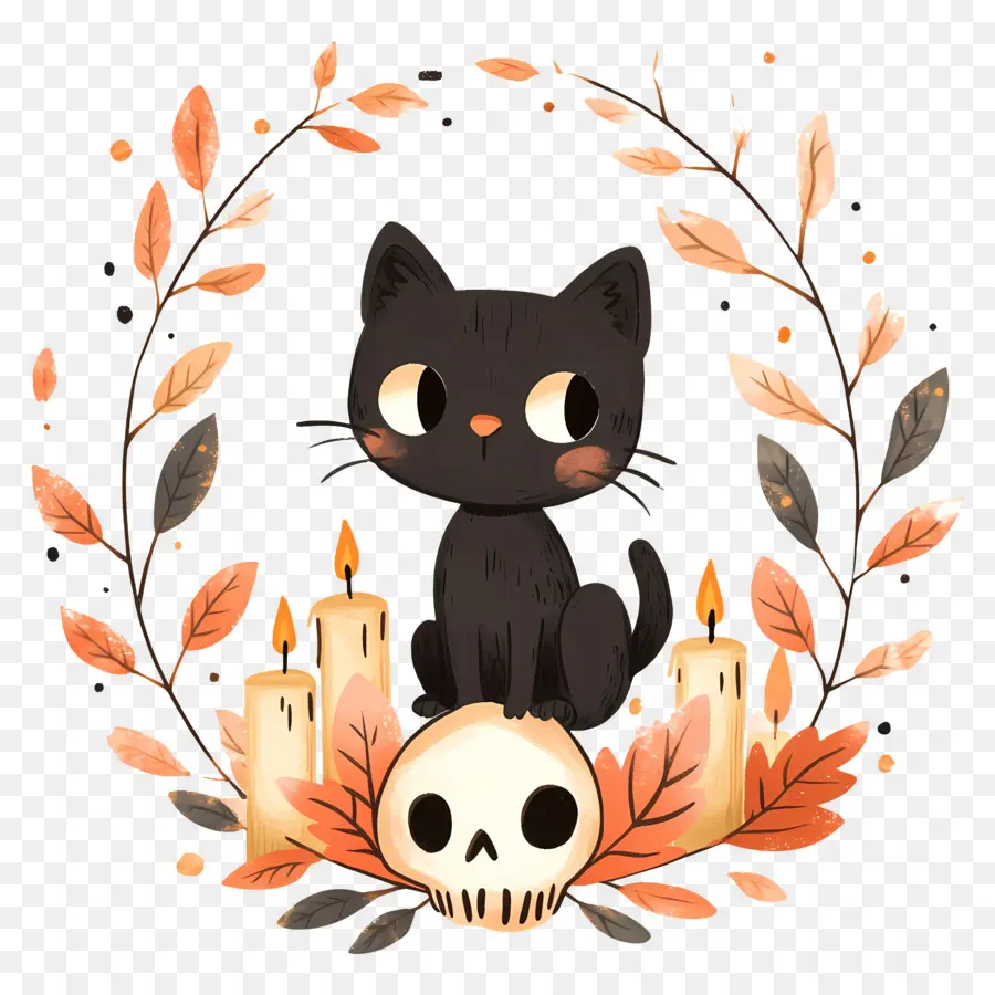 Gato Preto De Halloween，Gato PNG