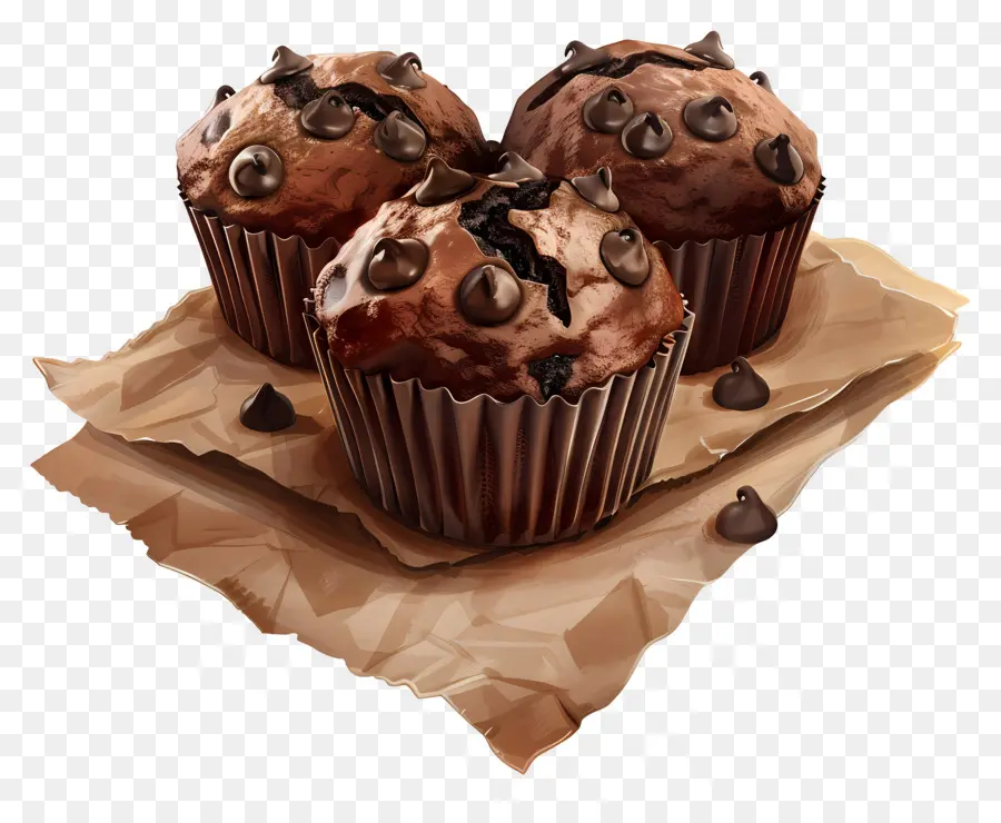 Muffins De Chocolate，Cozido PNG