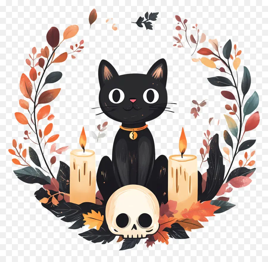 Gato Preto De Halloween，Gato PNG