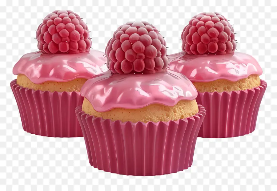 Muffins De Framboesa，Cupcakes Com Frutas Vermelhas PNG