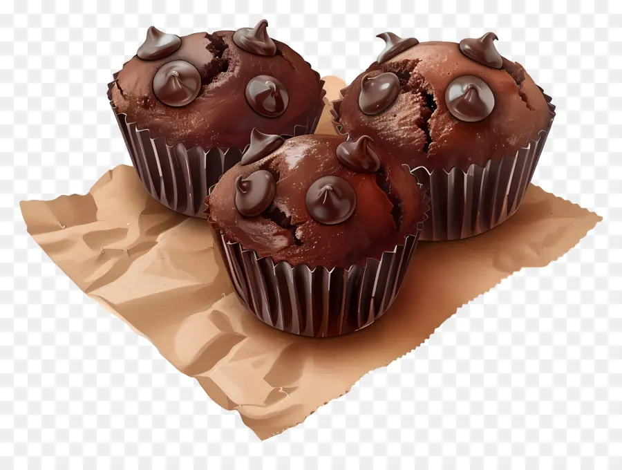 Muffins De Chocolate，Sobremesa PNG