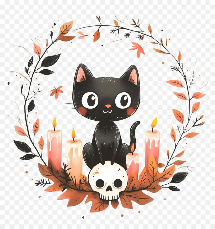 Gato Preto De Halloween，Gato PNG