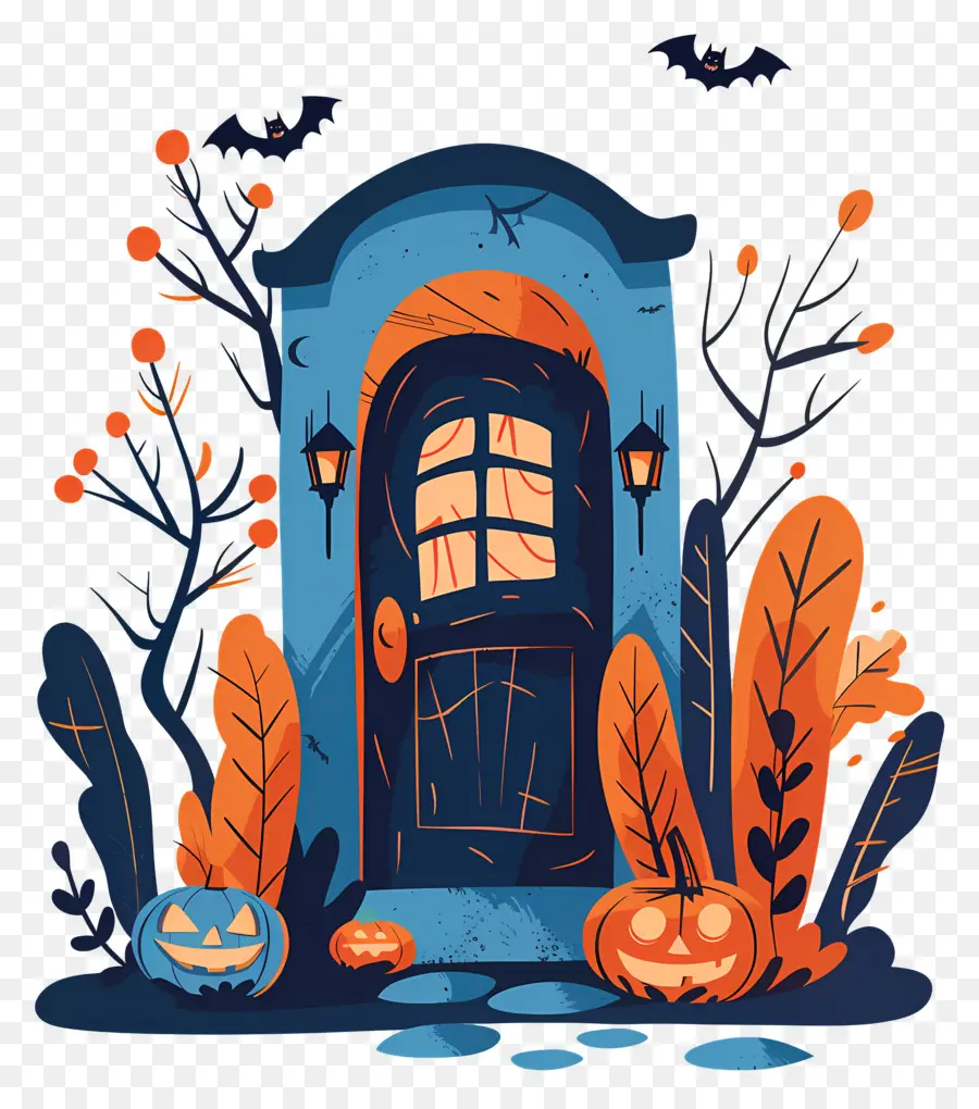 Porta Assustadora De Halloween，Casa De Halloween PNG