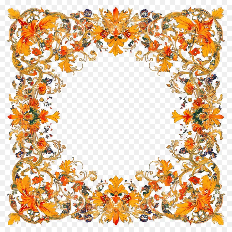 Moldura Quadrada De Ouro，Moldura Floral PNG