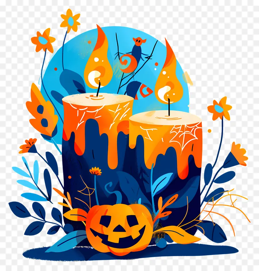 Velas De Halloween，Abóbora PNG