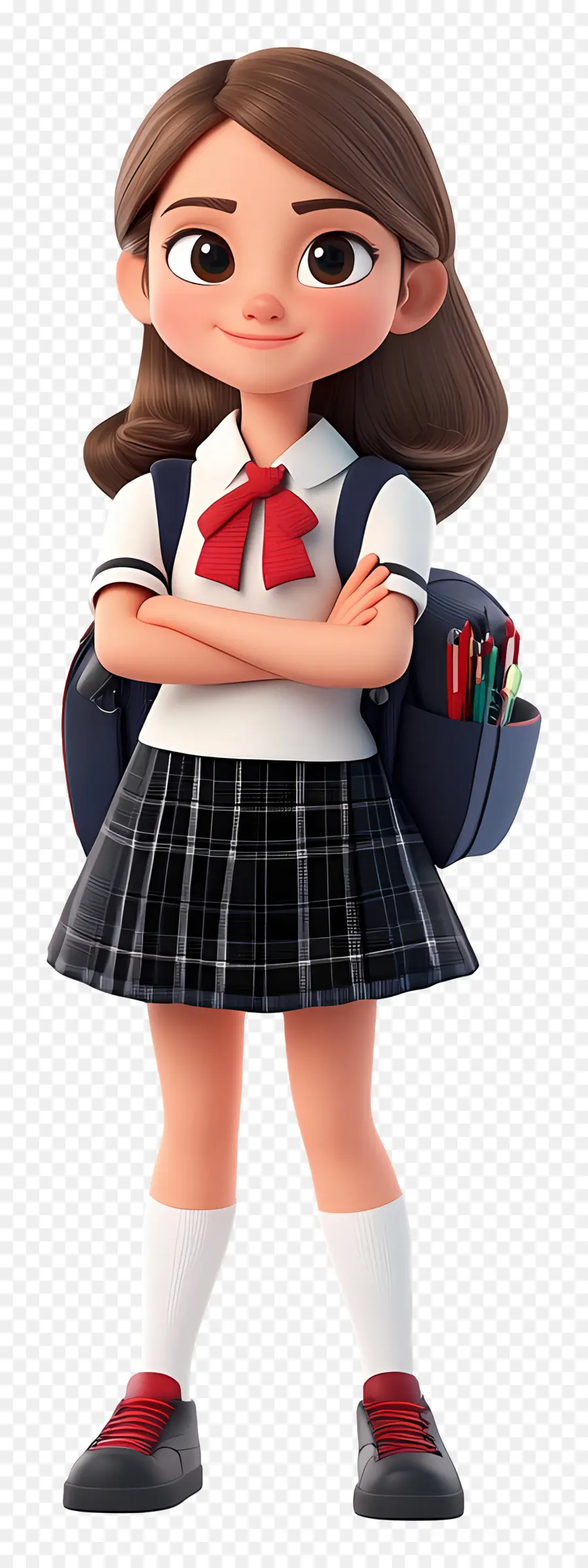 Escola Animada，Garota Em Uniforme Escolar PNG