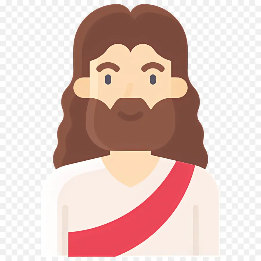 Jesus，Homem Barbudo Com Faixa Vermelha PNG