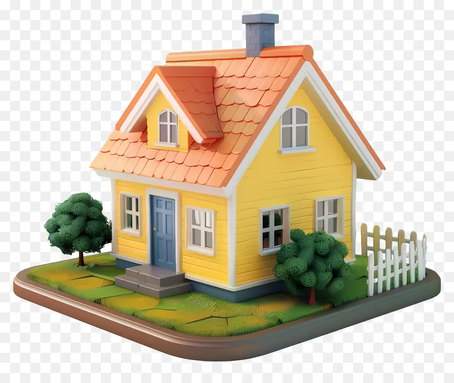 Casa Simples Modelo 3d，Casa Amarela PNG