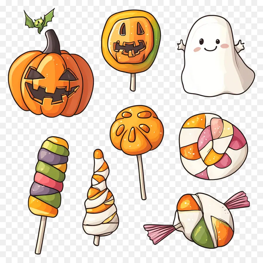 Doces De Halloween，Abóboras E Doces De Halloween PNG