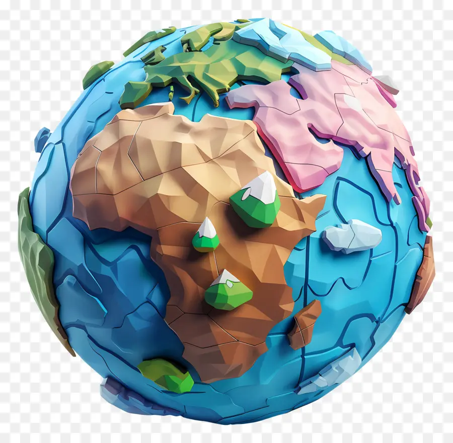 Planeta Terra 3d，Terra Poligonal PNG