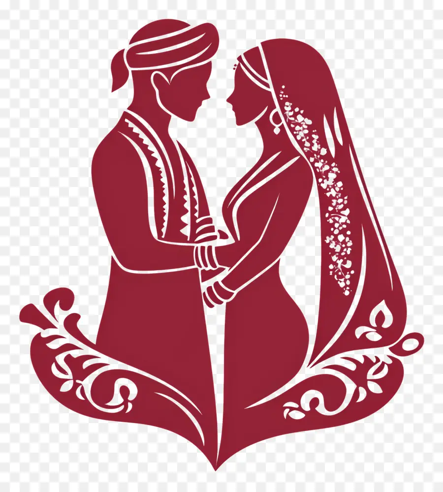 Casamento Hindu，Casal De Noivos PNG