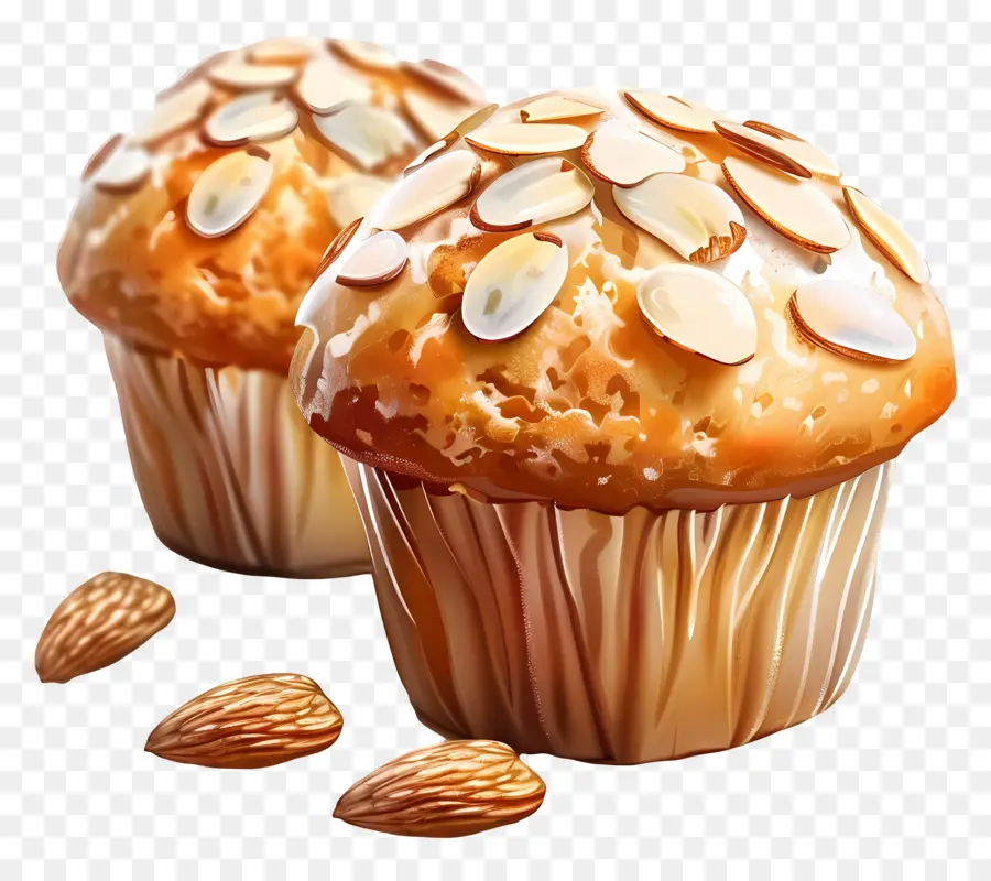 Muffins De Amêndoa，Bolinhos PNG