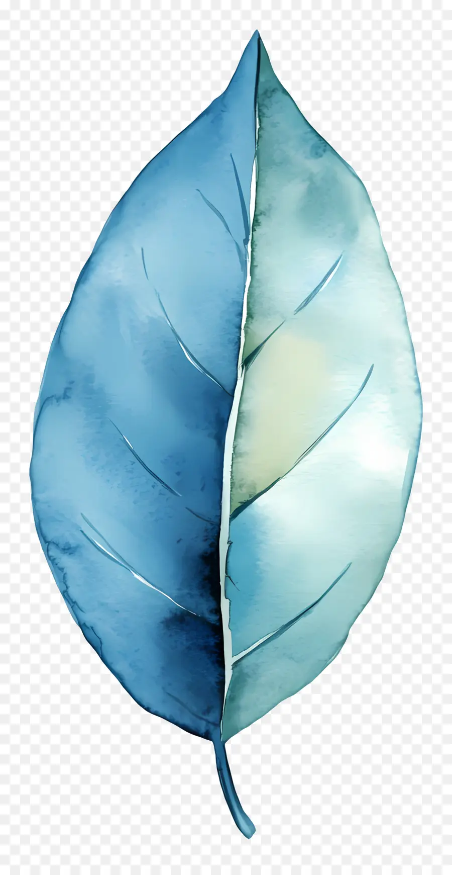 Folha Aquarela，Folha Azul PNG