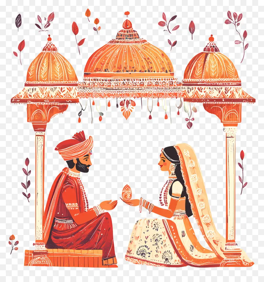 Casamento Hindu，Casal De Noivos PNG