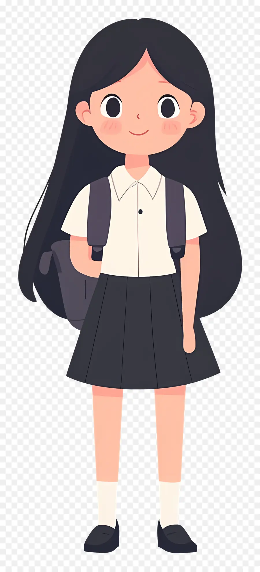 Escola Animada，Menina Com Cabelo Comprido PNG