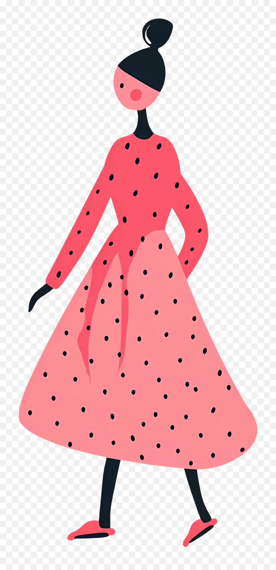 Mulher De Rosa，Mulher Com Vestido Vermelho De Bolinhas PNG