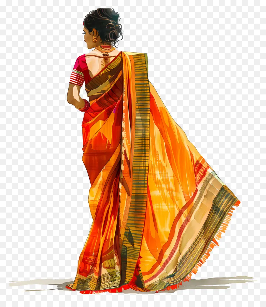 Sari Indiano，Mulher Em Saree PNG