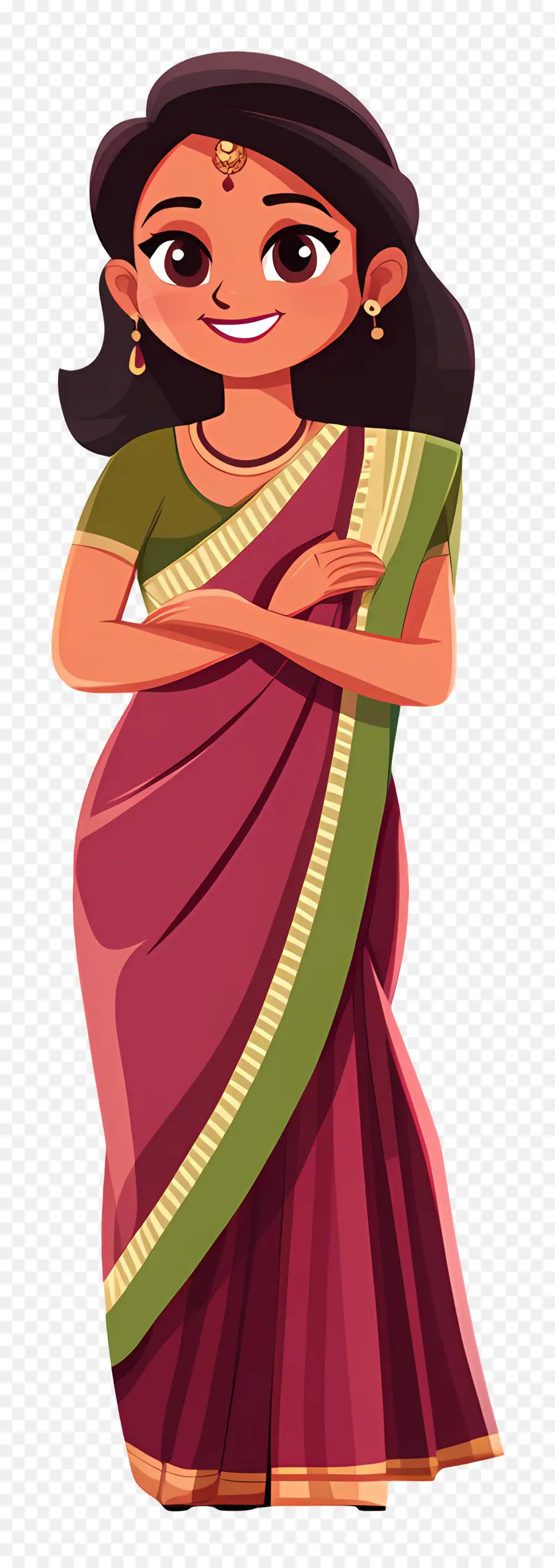 Sari Indiano，Mulher Em Traje Tradicional PNG