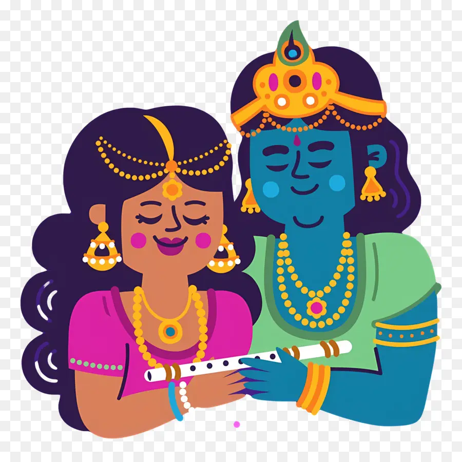 Radha Krishna，Divindade Azul E Mulher PNG