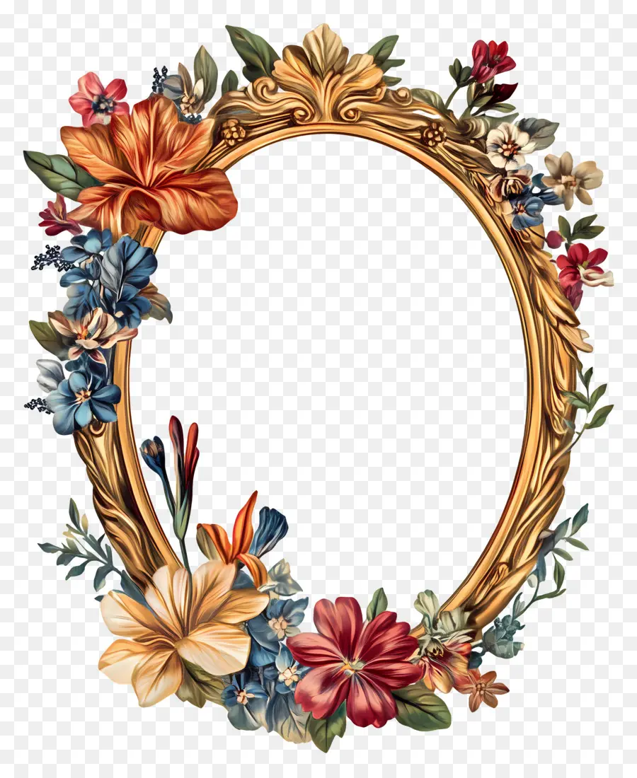 Moldura Oval Vintage，Moldura Floral PNG