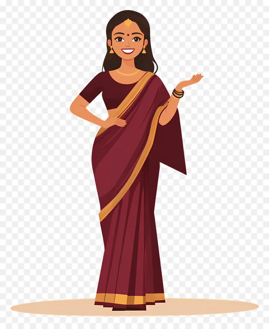 Sari Indiano，Mulher Em Saree PNG