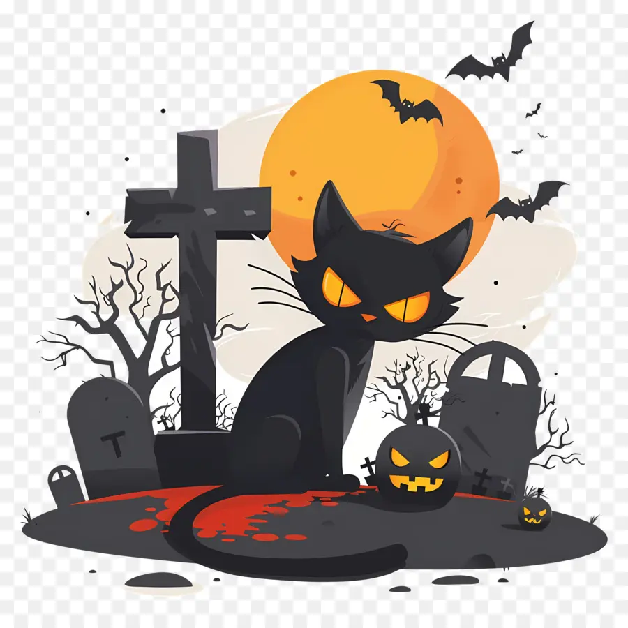 Gato Preto De Halloween，Gato Preto PNG