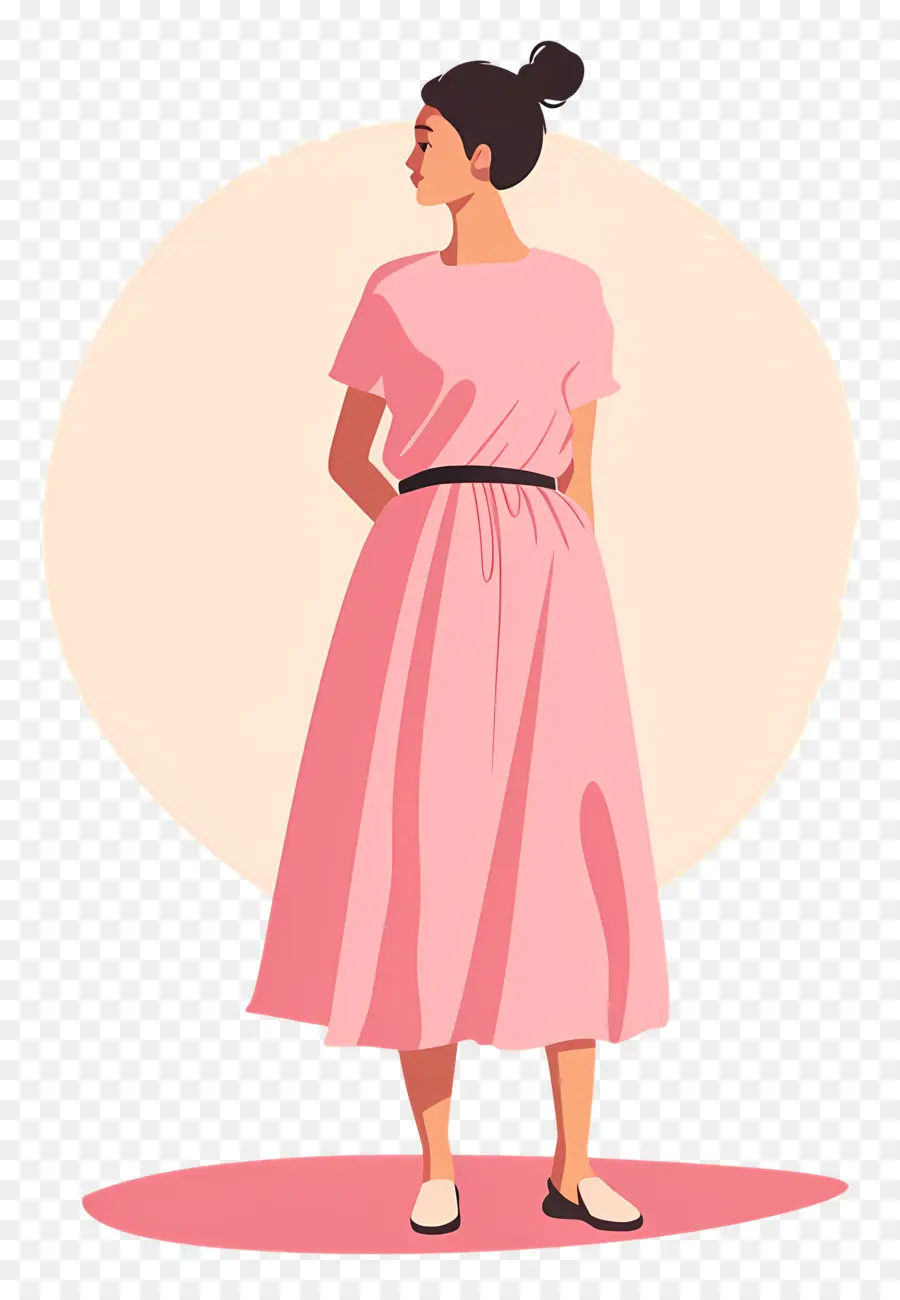 Mulher De Rosa，Mulher De Vestido Rosa PNG