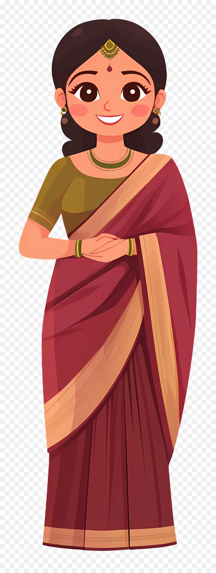 Sari Indiano，Mulher Em Traje Tradicional PNG