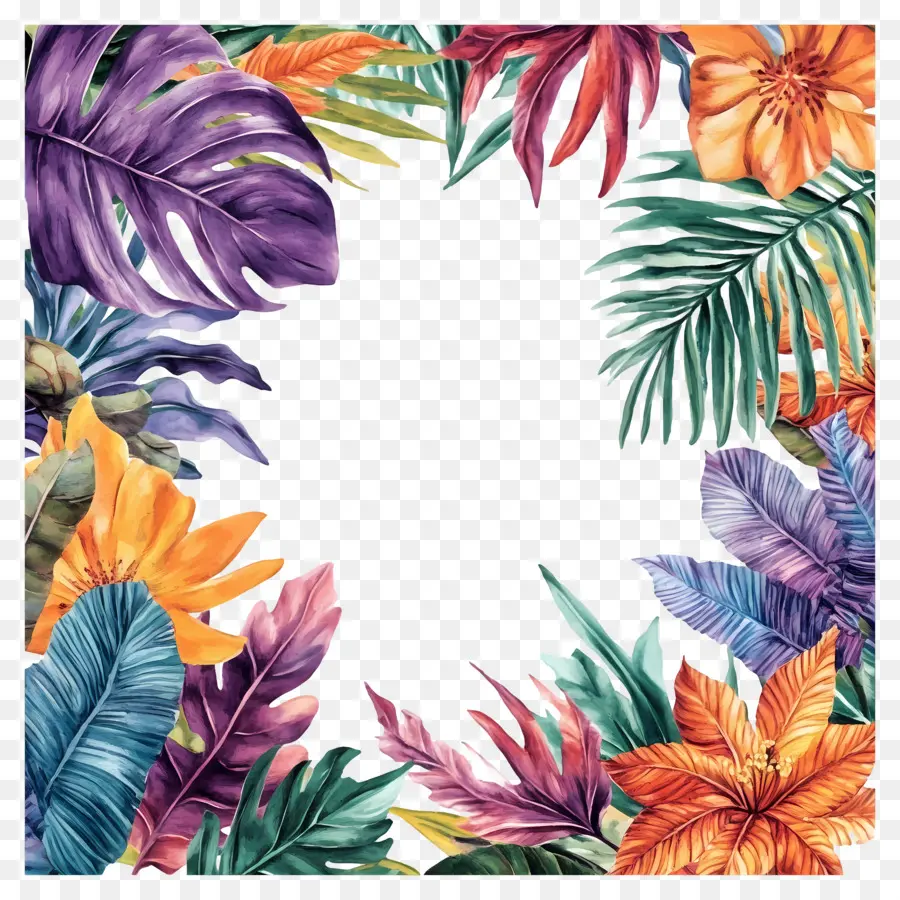 Moldura Floral Tropical，Moldura Colorida PNG