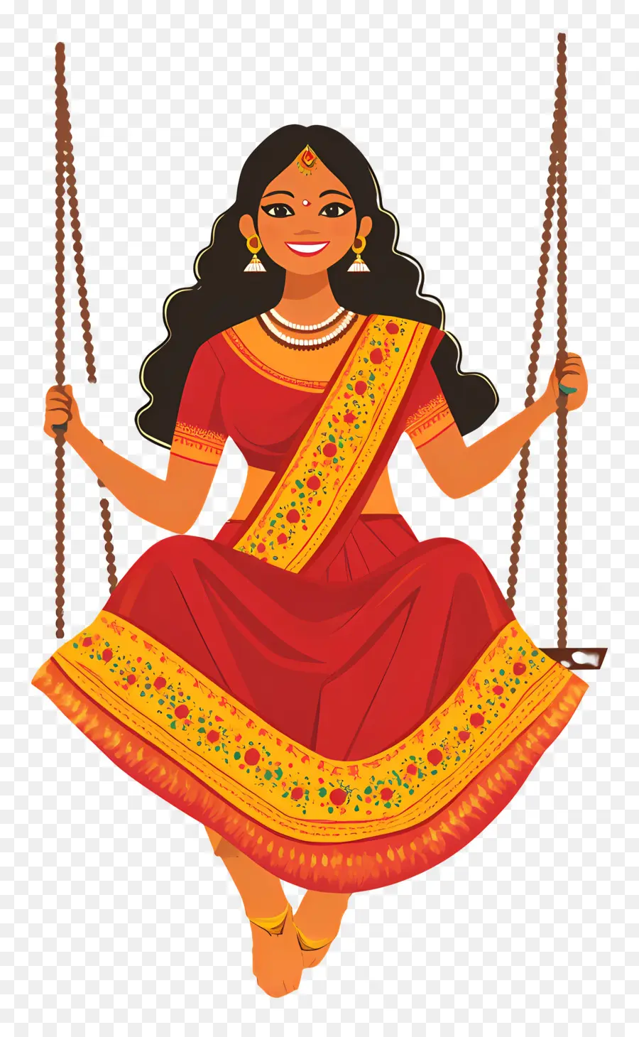 Festival Teej，Mulher Em Vestido Tradicional PNG