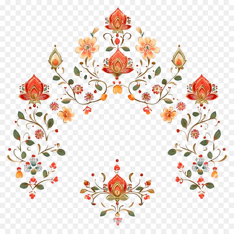 Moldura De Casamento Indiano，Decoração Floral PNG