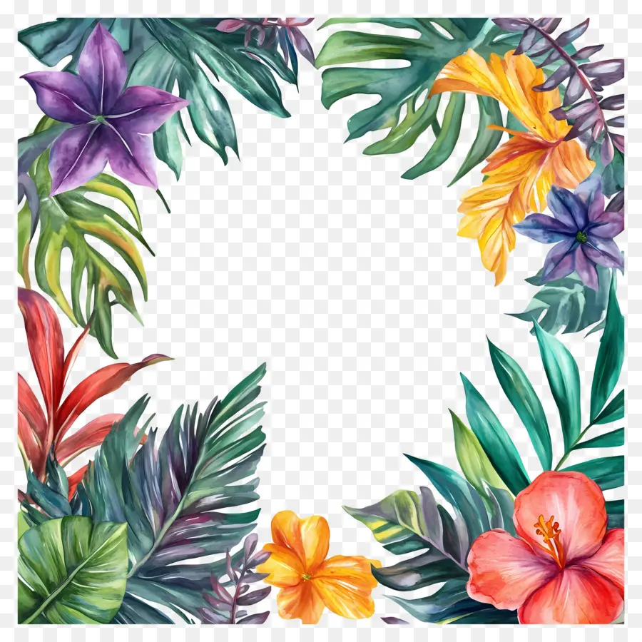 Moldura Floral Tropical，Moldura Colorida PNG