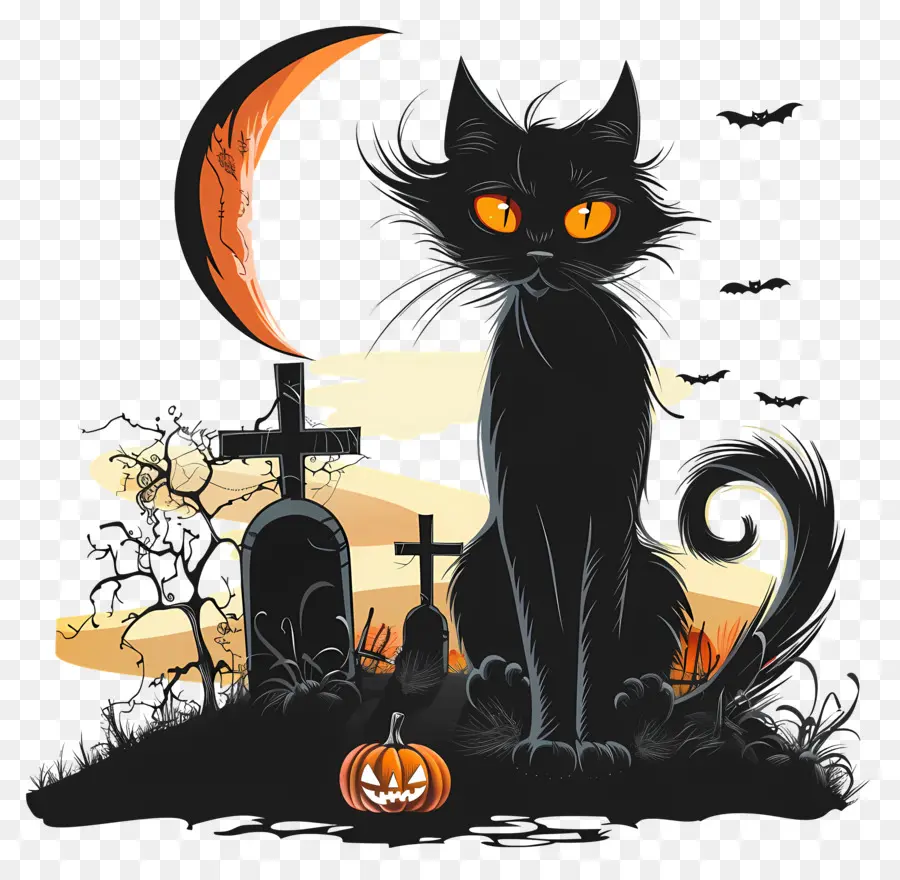 Gato Preto De Halloween，Gato Preto PNG